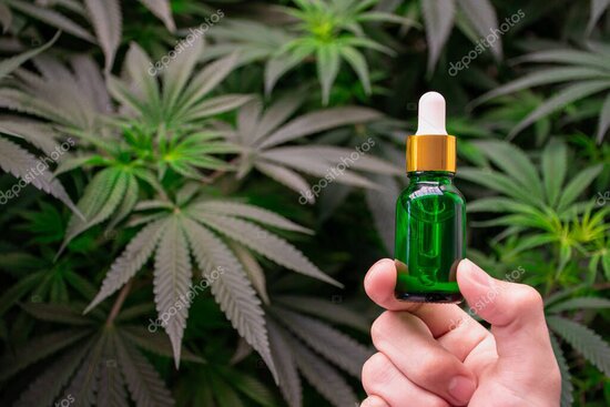 Flacon de complément à base de plantes observé à la loupe sur une table en bois